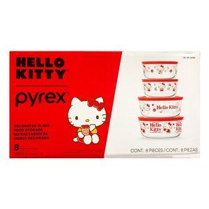 Sanrio Hello Kitty 8 Piece Pyrex Glass Storage + Lids Set